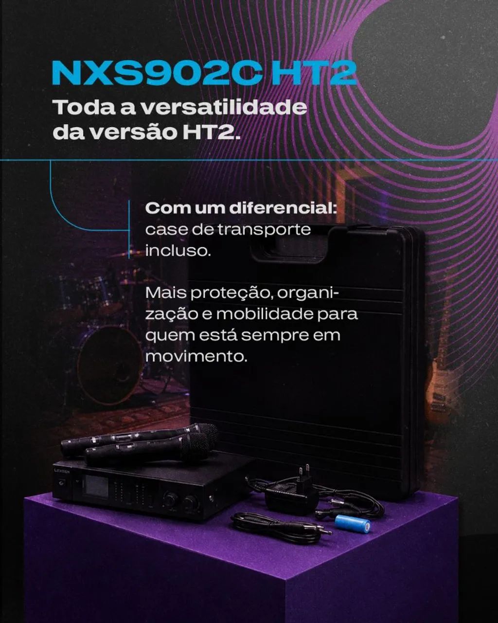 Microfone sem Fio Duplo Lexsen NXS902C HT2 Recarregável  - Foto 4