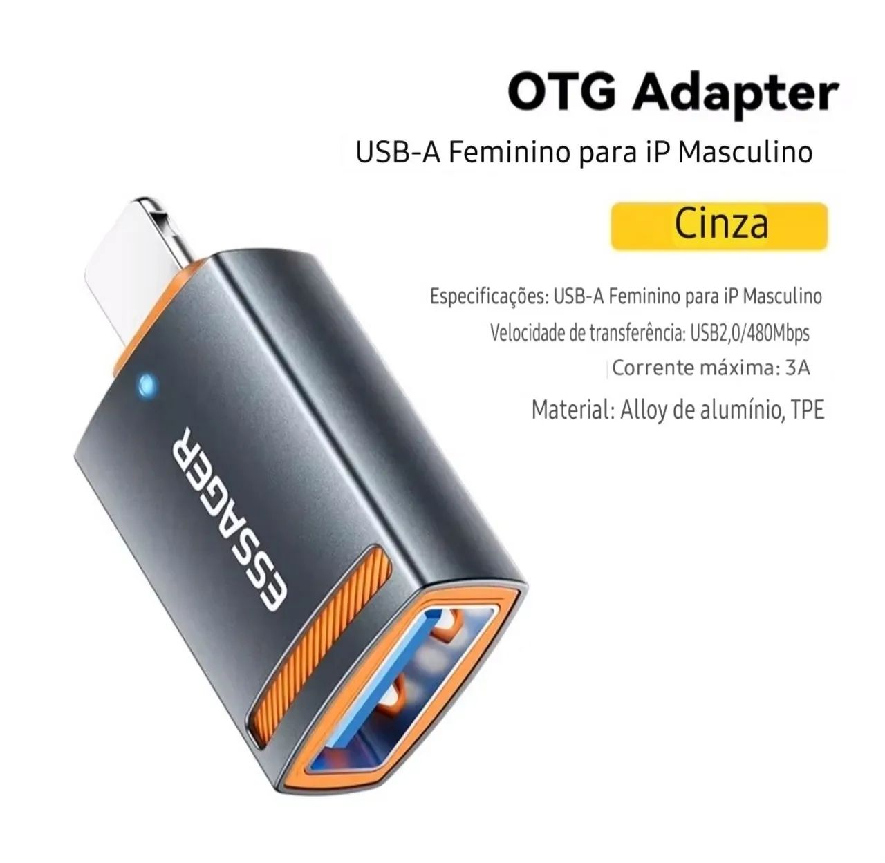 Adaptador usb otg para lightning essager - Foto 2
