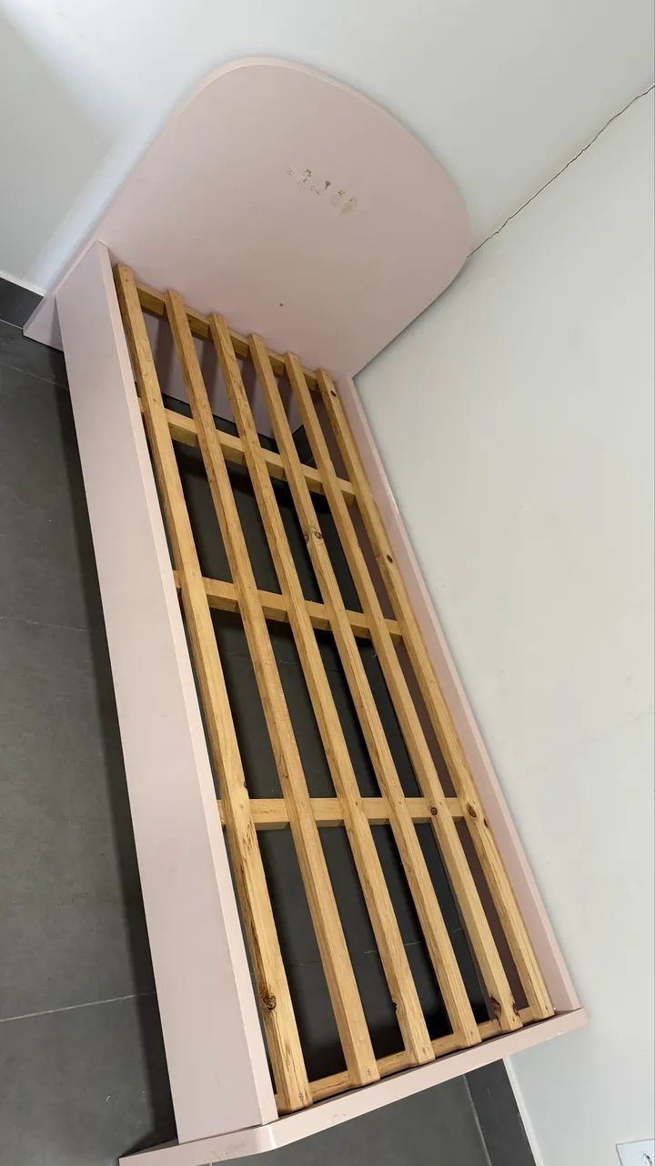 Cama solteiro rosa 100% mdf