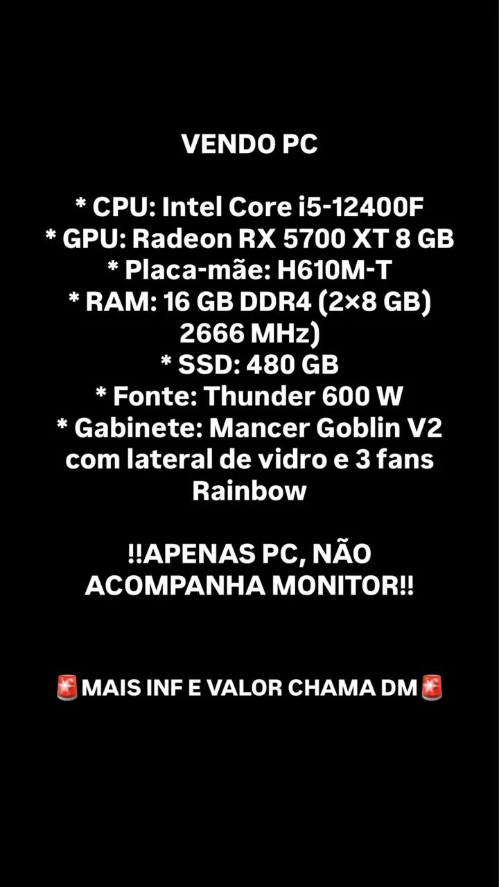 PC GAMER + MOUSE E TECLADO (VALOR NEGOCIÁVEL) - Foto 3