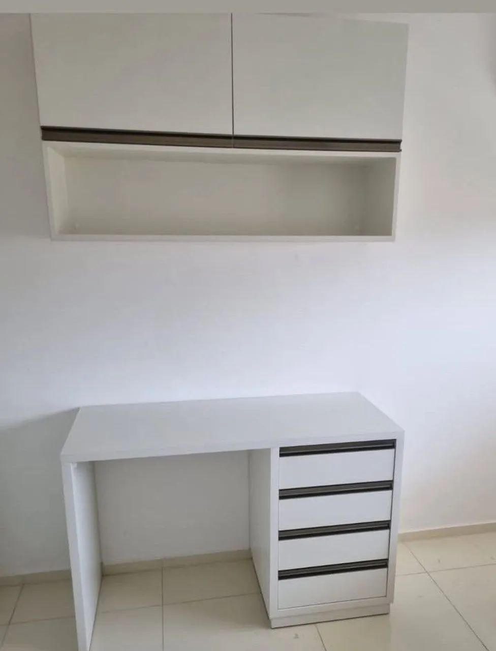 Conjunto: Armário Aéreo + Escrivaninha Com Gaveteiro 