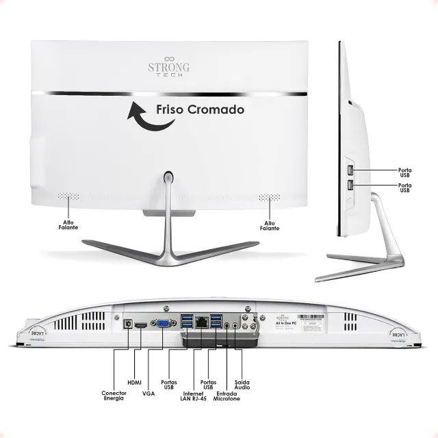 Computador Completo All In One Intel Core i5 21,5" 8GB SSD 256GB Webcam Teclado e Mouse Se - Foto 2