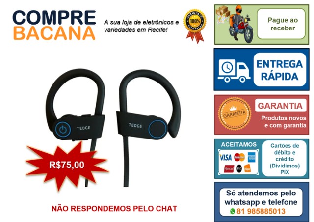 Fone De Ouvido Esportivo Bluetooth Sem Fio Impermeável Tedge - Celulares e  telefonia - Afogados, Recife 1013469116 | OLX