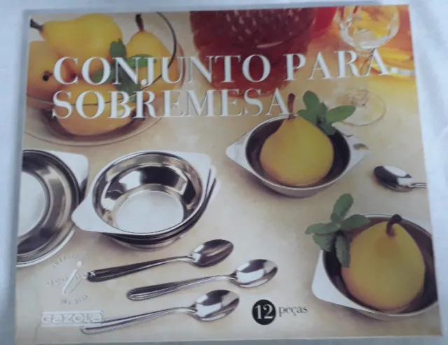 Conjunto Jogo de Sobremesa Inox 18 peças Taças 125ml Pires Colher