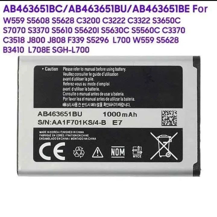 Bateria do telefone para Samsung S5630C, C3782 ler descrição 