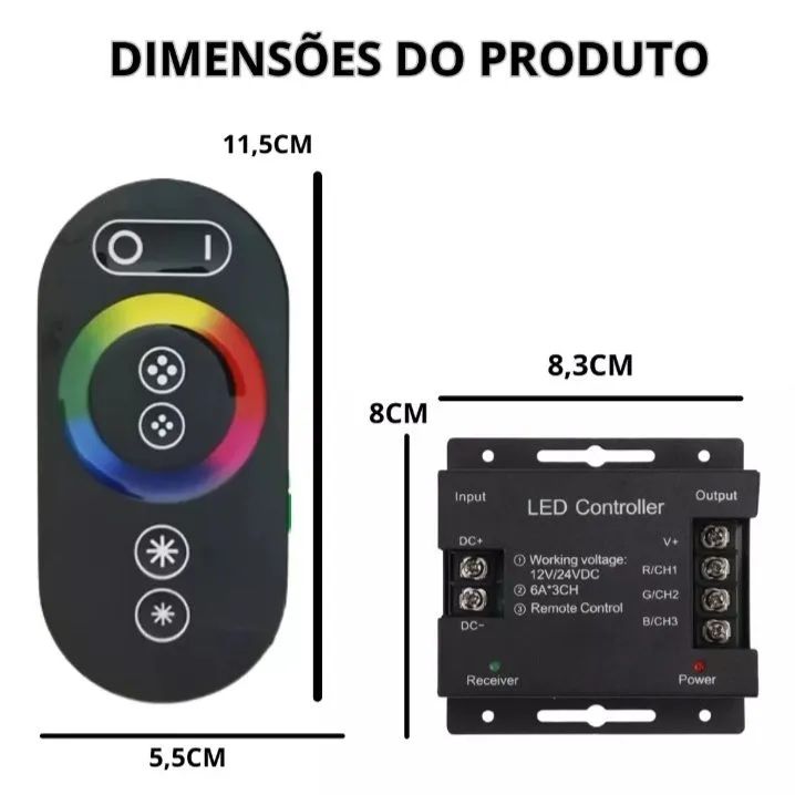 Central RGB touch 12v/24v preta