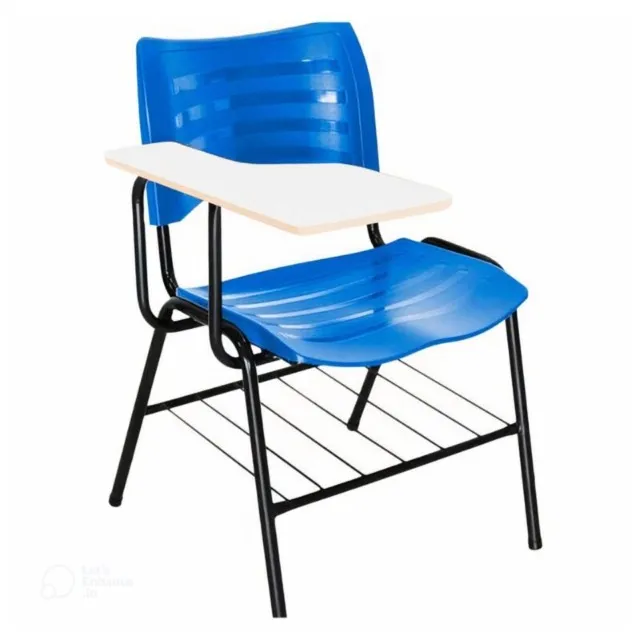 Cadeira Universitária Plástica com Prancheta MDF Cor Azul Modelo Ergonômico 34013
