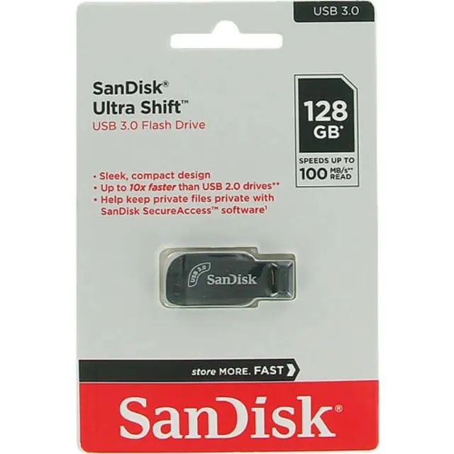 Pen Drive SanDisk Ultra Shift 128GB, USB 3.0 - SDCZ410-128G-G46 Loja Coimbra Computadores 