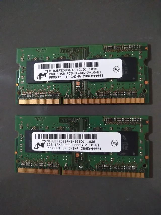 2 MEMÓRIAS RAM 2 GB 1 MICRON MT8JSF25664HS-1G1D1