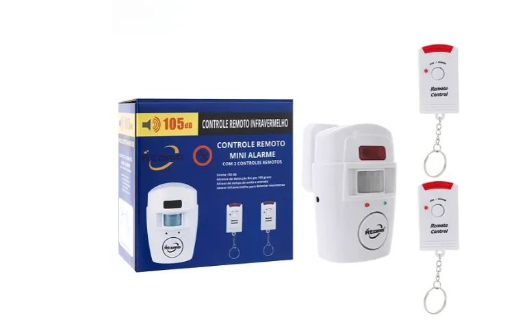 Sensor PIR Sem Fio com Alarme 105dB e Controle Remoto para Segurança Residencial