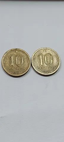 Lote com 2 Moedas Antigas De 10 Centavos - De 1945 - Sem Siglas - Muito bem conservadas - Foto 3