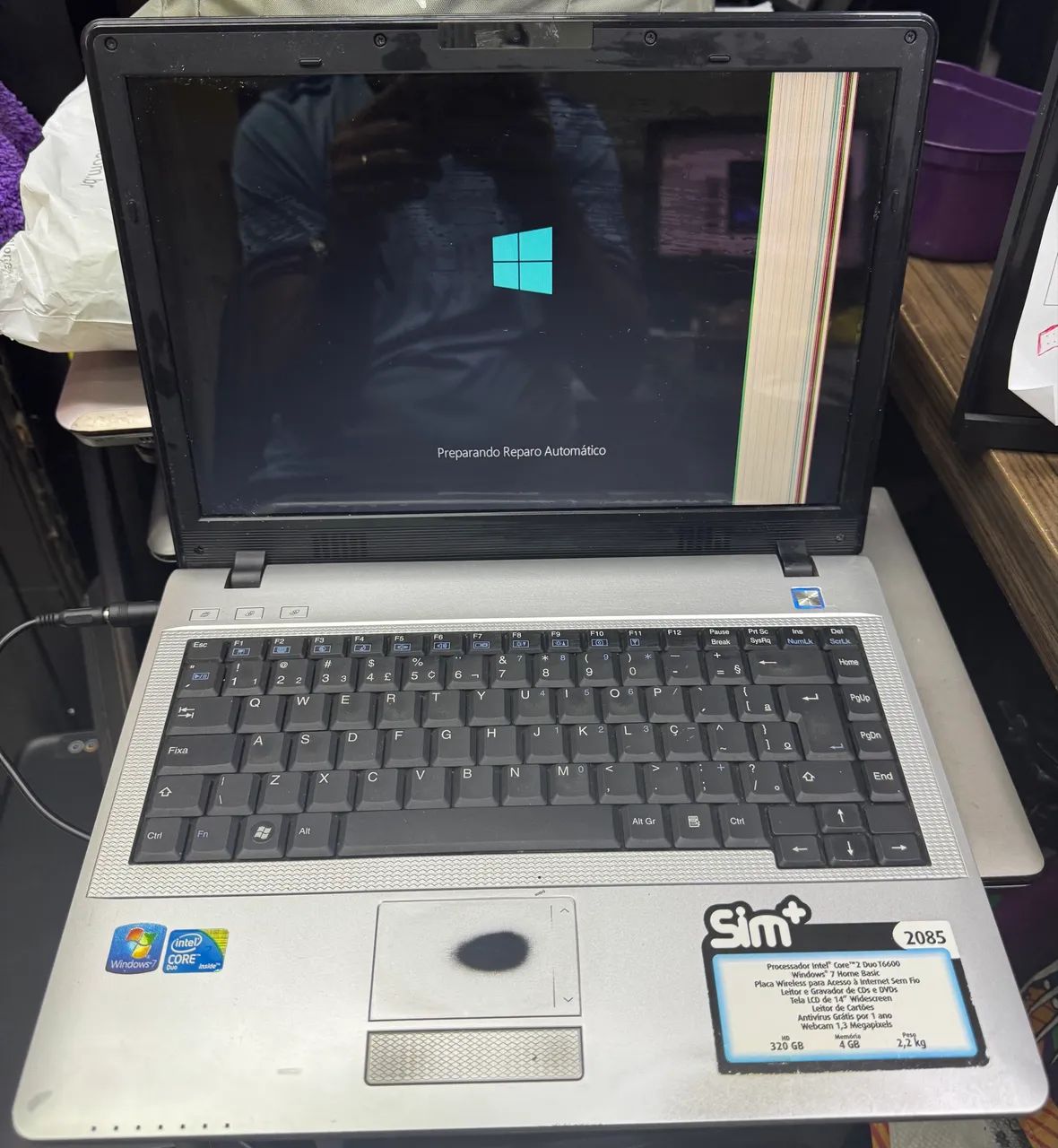 Notebook Sim + 2085  no estado sem carregador 