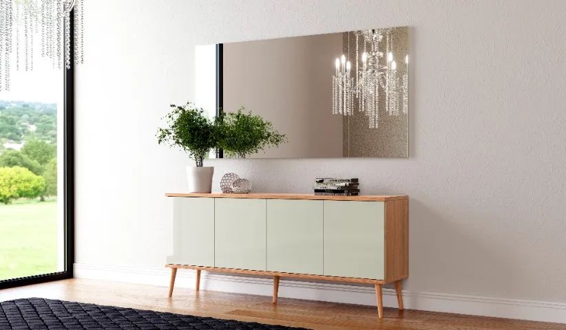  BUFFET 100% MDF COM GAVETA INTERNA + PÉS EM MADEIRA 