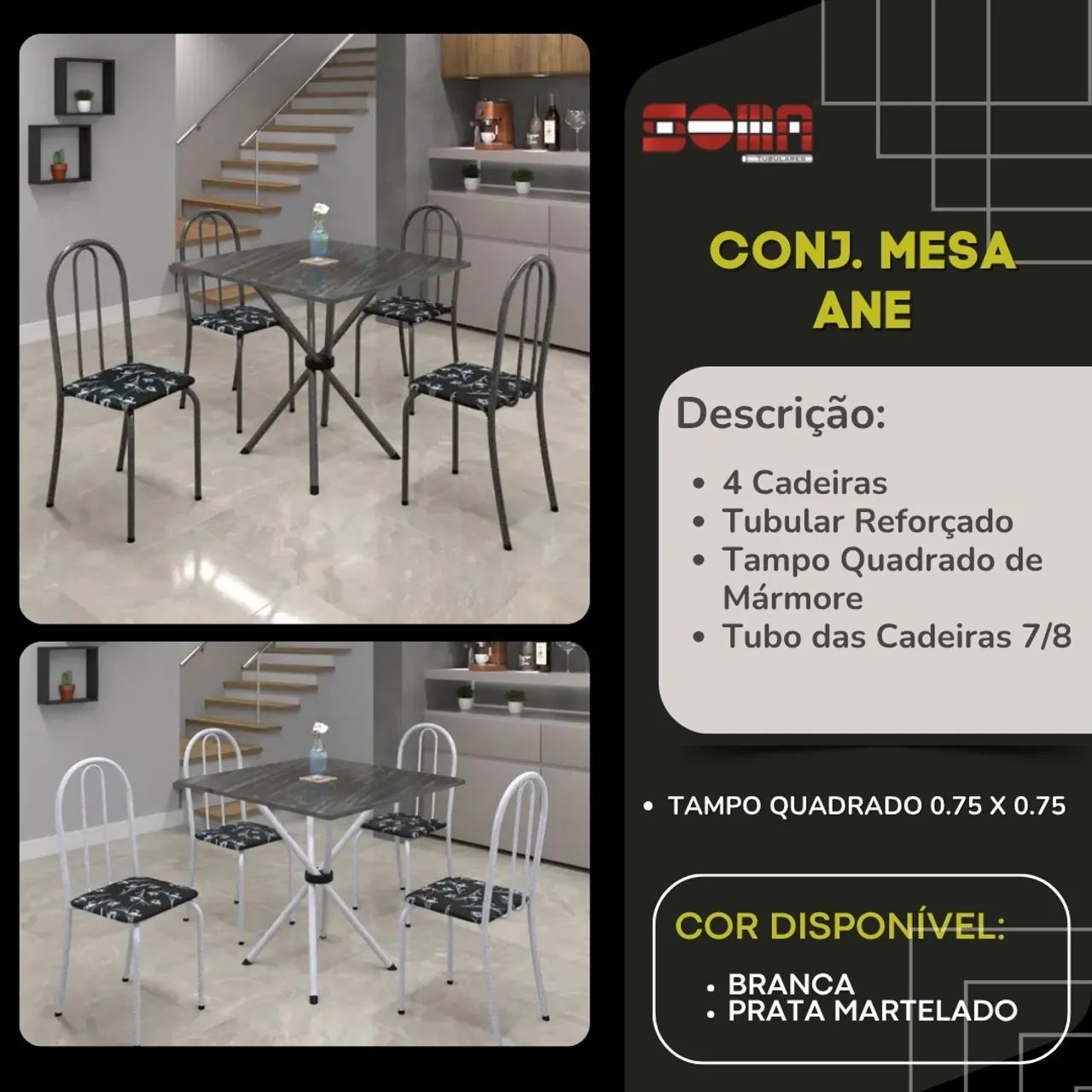 Mesa P/ Cozinha Tubular Nova- Montagem grátis  - Foto 3