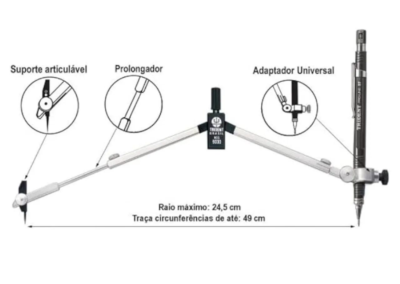 Compasso Técnico Completo com Haste Prolongadora, Trident, 9000 - Foto 4