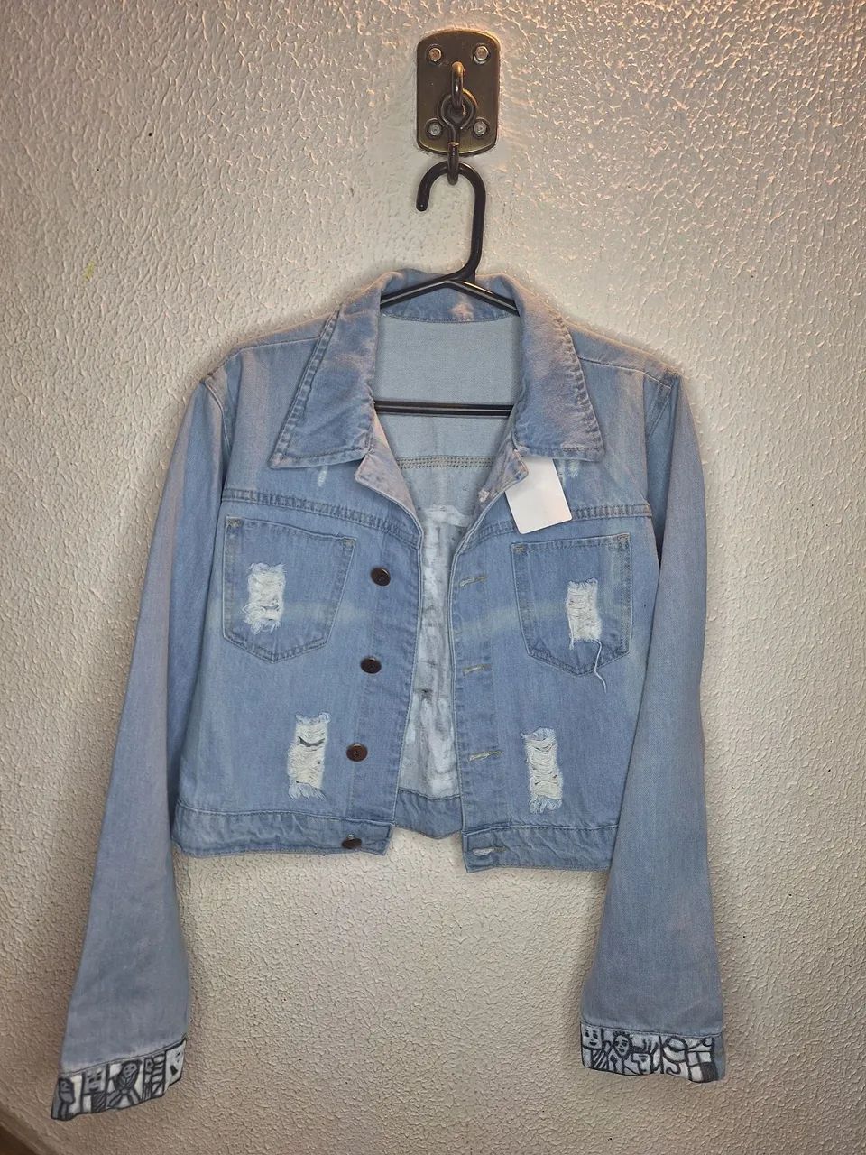 Jaqueta Jeans Pintada a mão 
