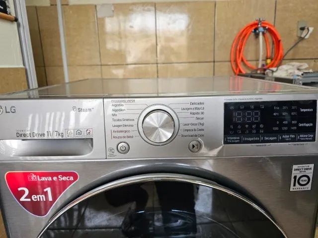 Lava e seca LG 11 KG com internet modelo CV 5011 cor inox - Foto 4