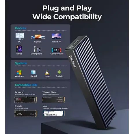 Case externo SSD M2 Orico, USB-C, nvme, 10gbps - Foto 3