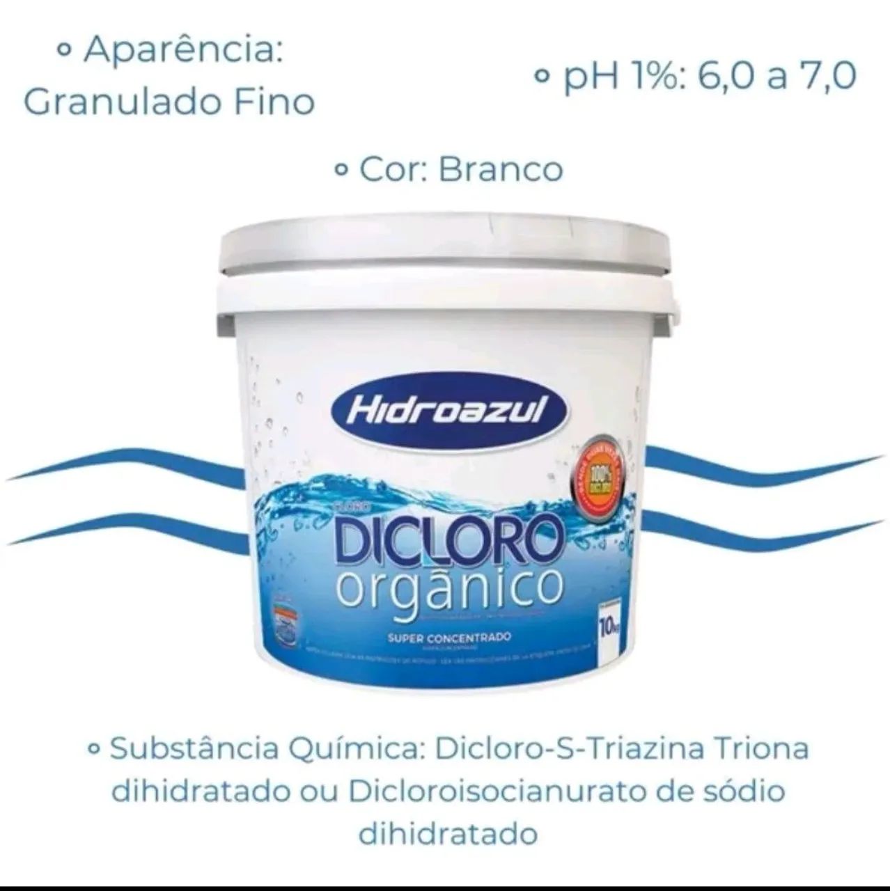 Promoção Cloro Dicloro Orgânico Para Piscinas Super Concentrado Hidroazul 10kg - Foto 2
