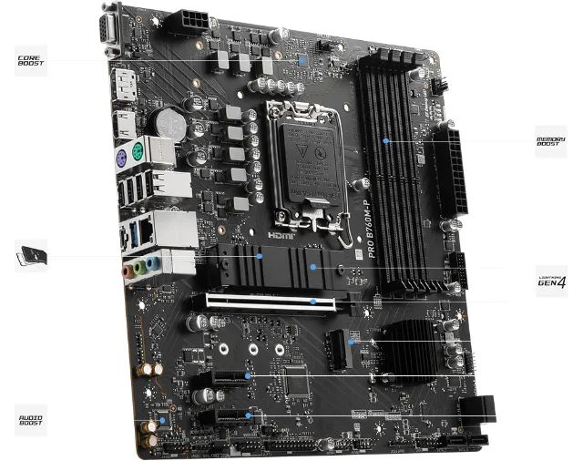 Placa Mãe MSI PRO B760M-P DDR4, Intel LGA 1700, 12, 13, 14 Geração, Nova, Lacrada  - Foto 3