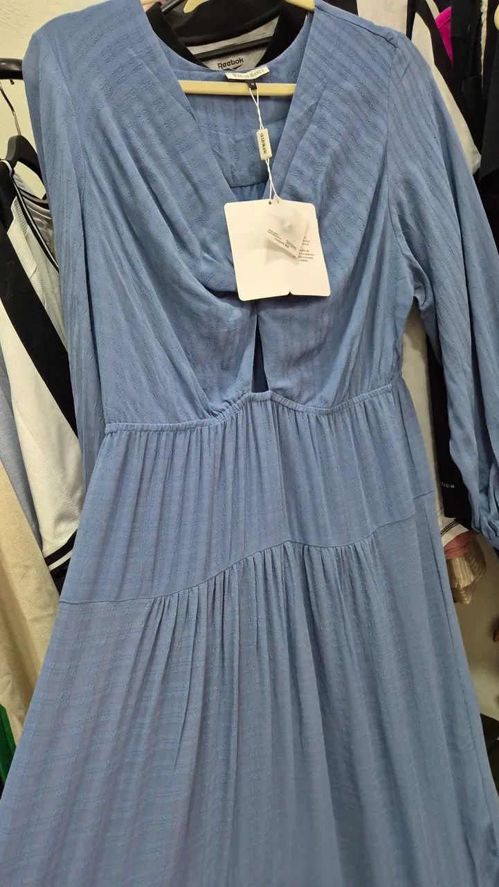 Vestido Giu Manga Longa Azul Le Lis  - Foto 2