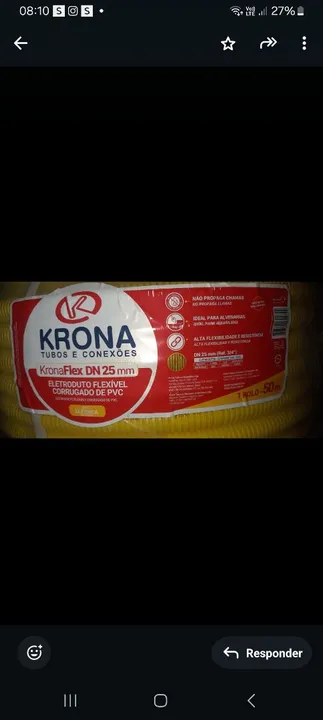 Eletroduto Flexível Corrugado de PVC KronaFlex DN 25 mm