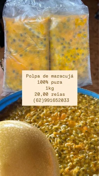 Polpa de Maracujá 100% Pura - 1kg