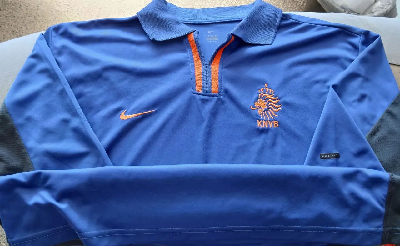 CAMISA SELECAO HOLANDA NIKE EUROCOPA 2000 BELGICA PAISES BAIXOS AZUL FRETE GRATIS - Foto 2