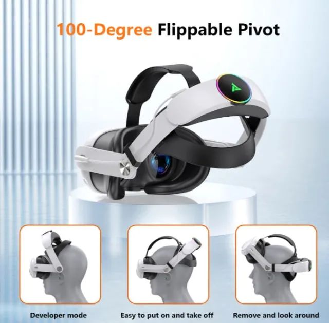 Elite Strap com Bateria de 10000mh RGB para Oculus/Meta Quest 2/3/3S, Suporte Ajustável