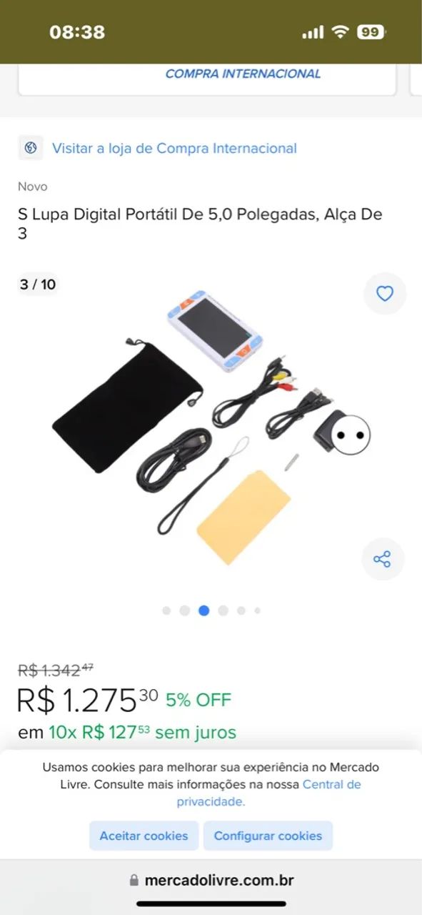 Lupa Digital Portátil 5.0 Polegadas - Alça - Tela LCD