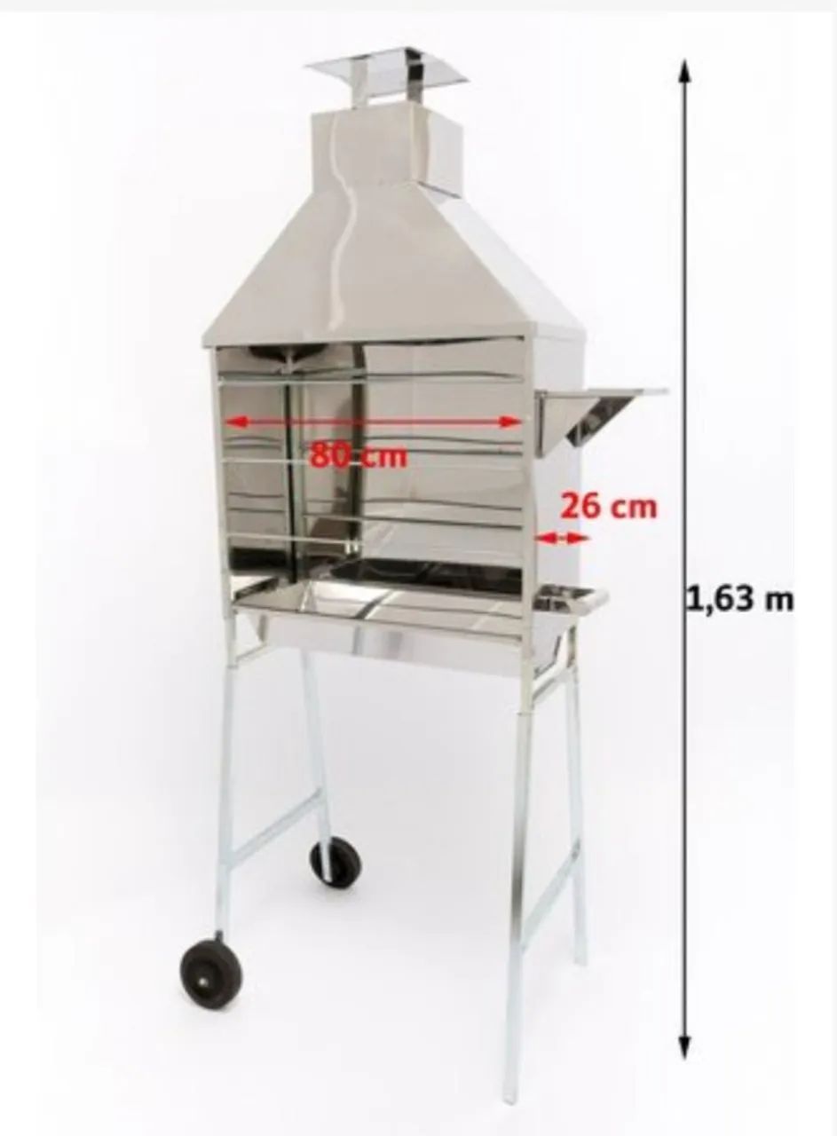 **LOUCURA** Churrasqueira de Espetinho em inox com coifa - 80cm - Casa das Churrasqueiras