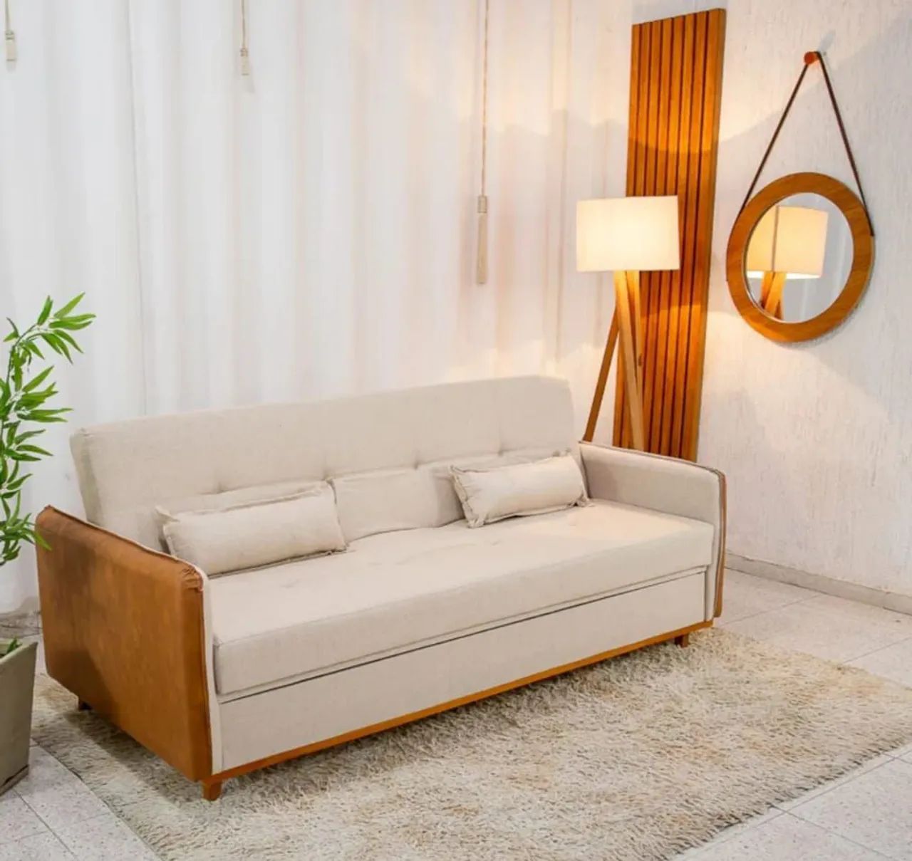 Sofá cama em linho com baú  - Foto 2