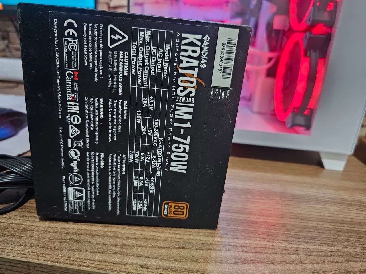 Fonte GAMDIAS KRATOS IM1-750W RGB 750W 80 PLUS BRONZE - Foto 5