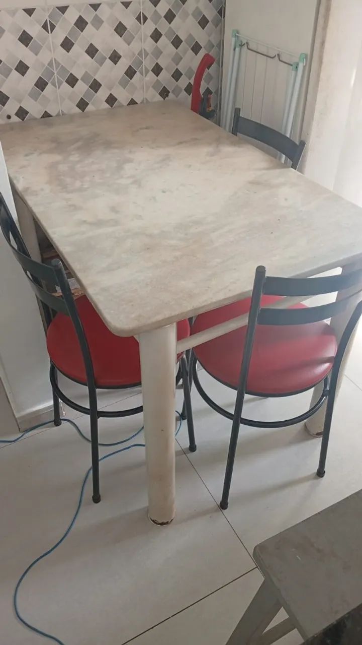 conjunto mesa de jantar de marmore