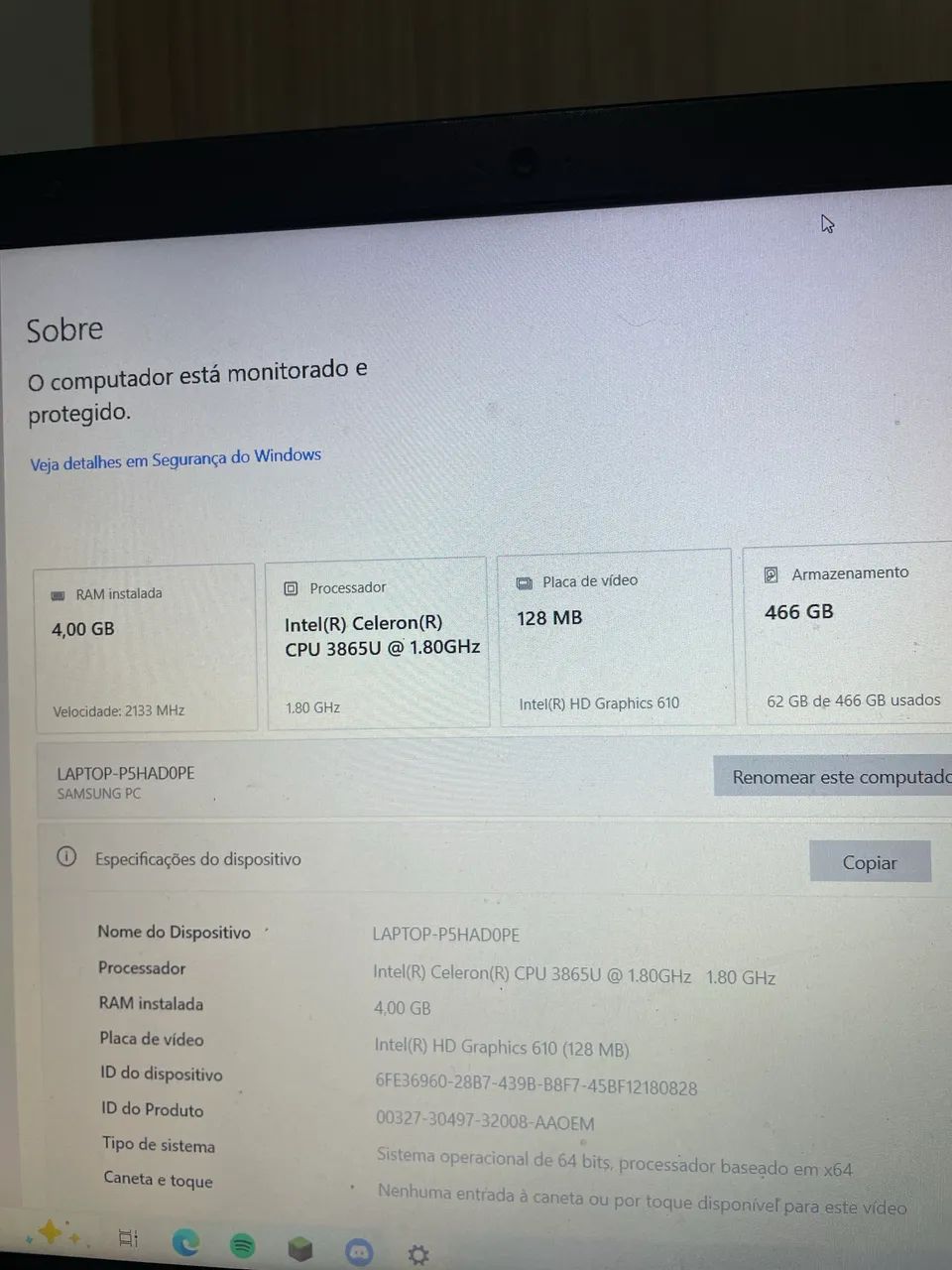 Notebook Samsung 300E Celeron 4GB RAM + HD 500GB | Funcionando - Foto 4
