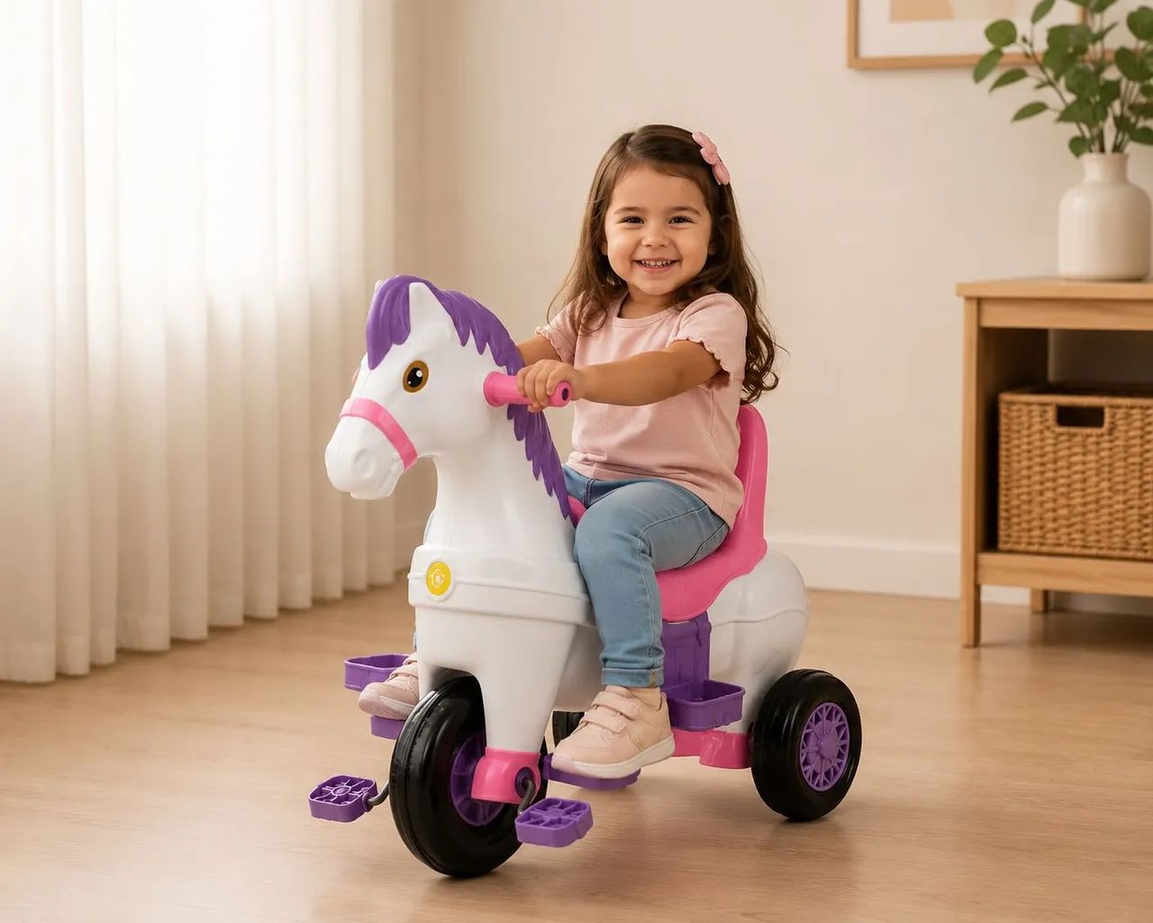 Carrinho De Passeio e Pedal Infantil Potó Cavalinho Calesita - Foto 3