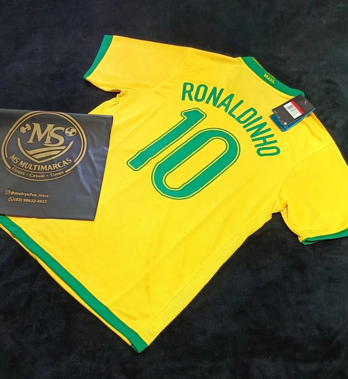 Camisa retrô da seleção brasileira 2006 Ronaldinho 10  - Foto 2