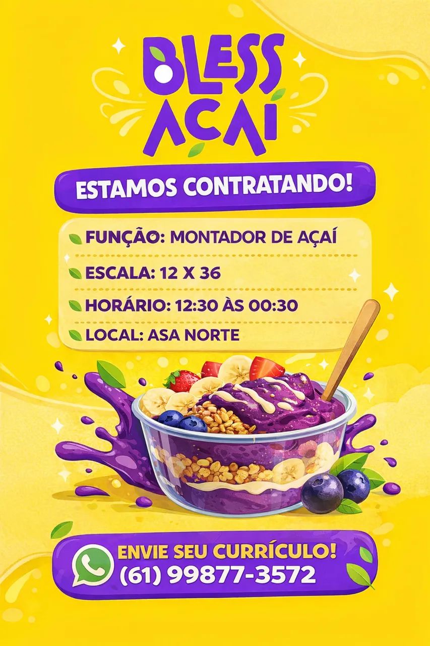 Montador de Açaí - com ou sem experiência.