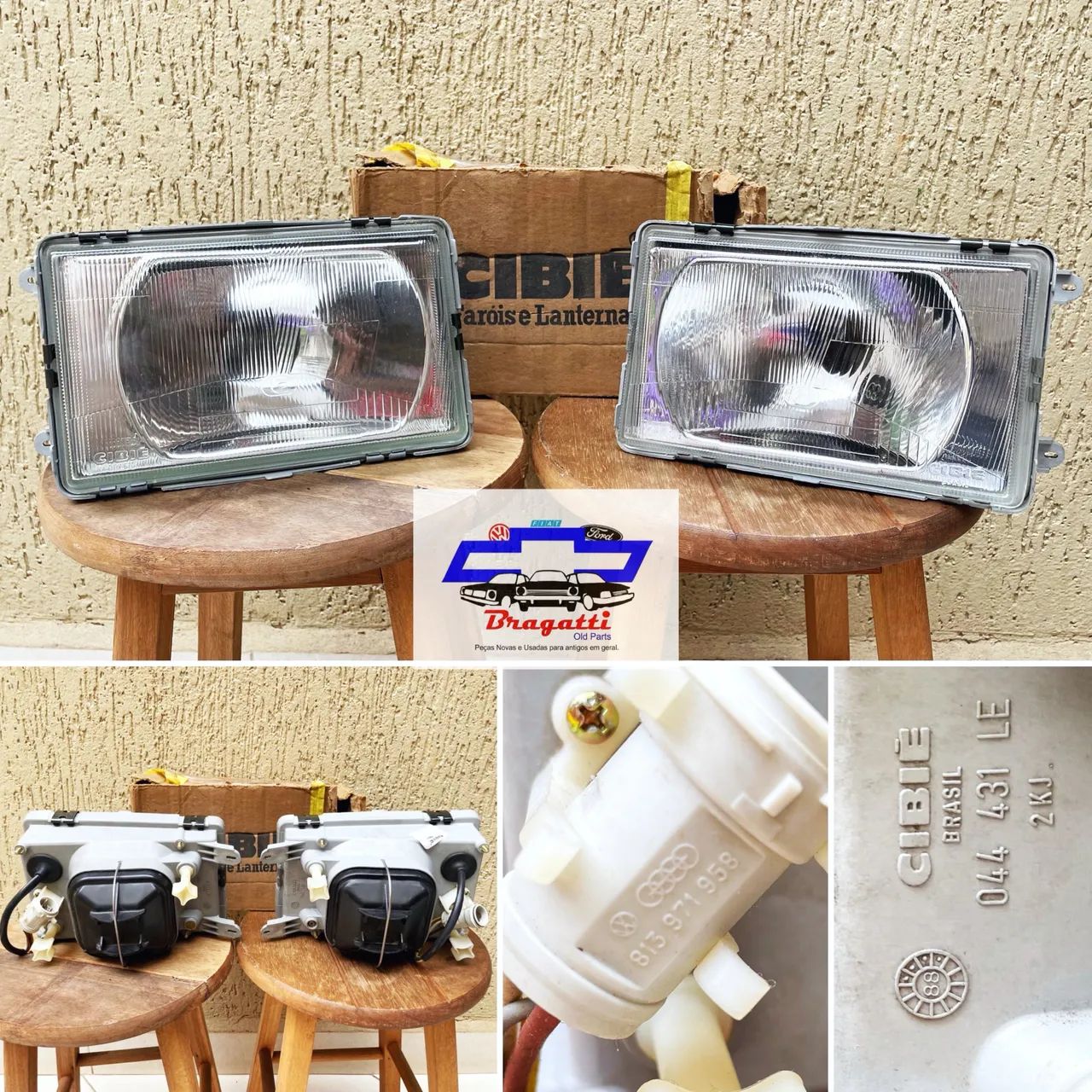 Farol VW Gol Saveiro 87/90 curto 22cm cibie original 