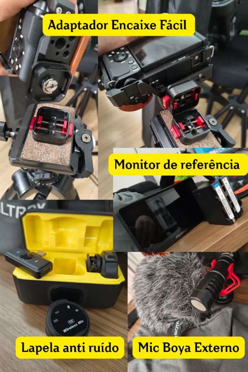 KIT AUDIOVISUAL - CÂMERA SONY ZVE-10+KIT ILUMINAÇÃO+ LENTES+GIMBALS+ACESSÓRIOS - Foto 6