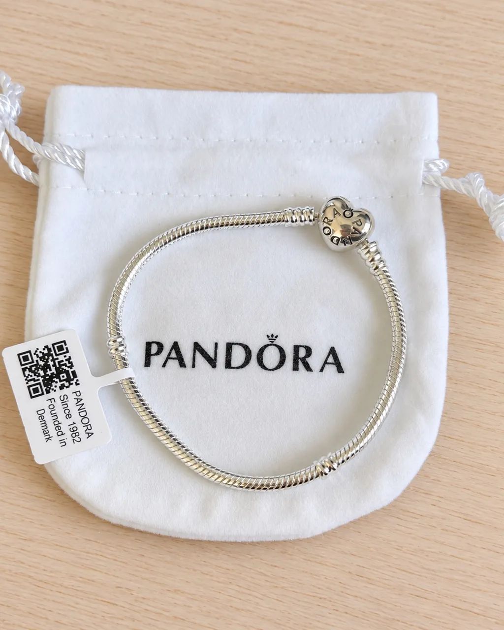 Pulseira Pandora coração 18cm