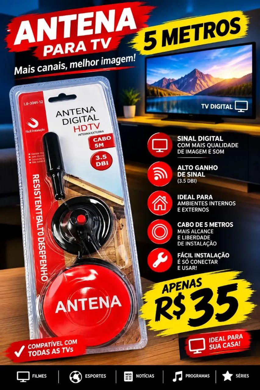 ANTENA DIGITAL HDTV - 5 METROS ?