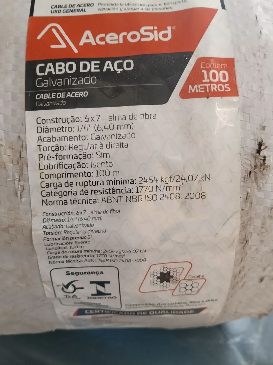 Cabo de aço 1/4"