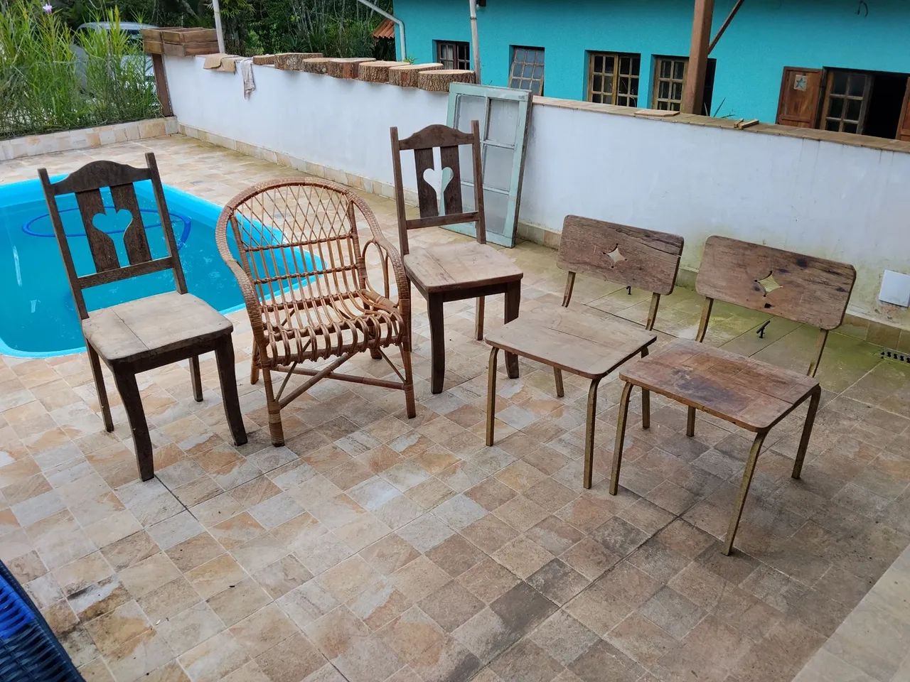 Conjunto de cadeiras e mesa de centro rústicos  - Foto 3