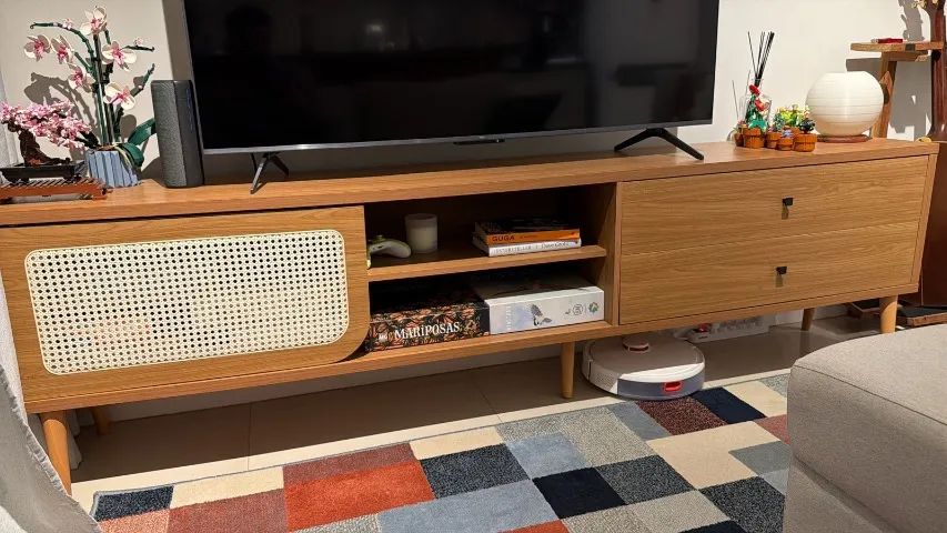 Rack para TV - Linha Curve, Freijó, 220cm - Foto 5