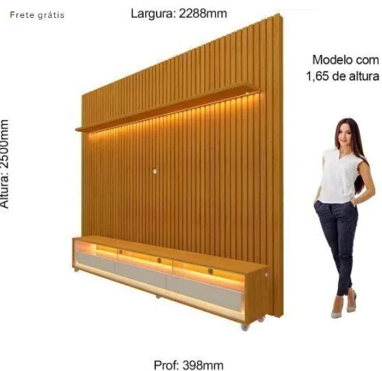 Rack com Painel para TV até 90 Polegadas LED 3 Gavetas Nobre Clean 100% MDF - Gelius Móvei - Foto 4