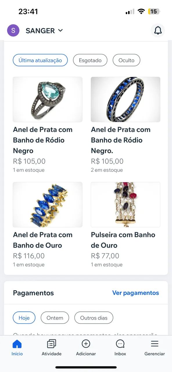 Lote de joias e semijoias 