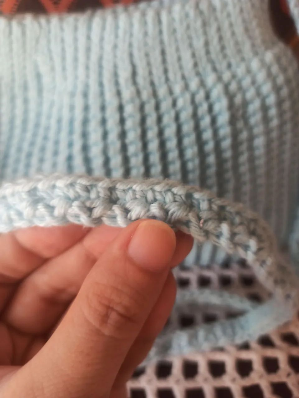 Bolsa de ombro em crochê azul - Foto 2