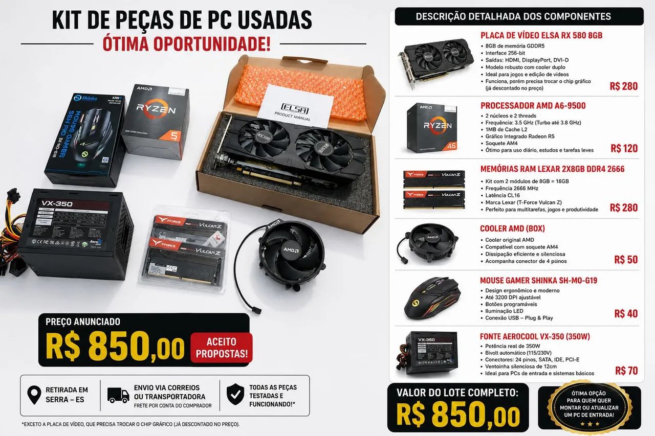 KIt peças para PC - Upgrade realizado