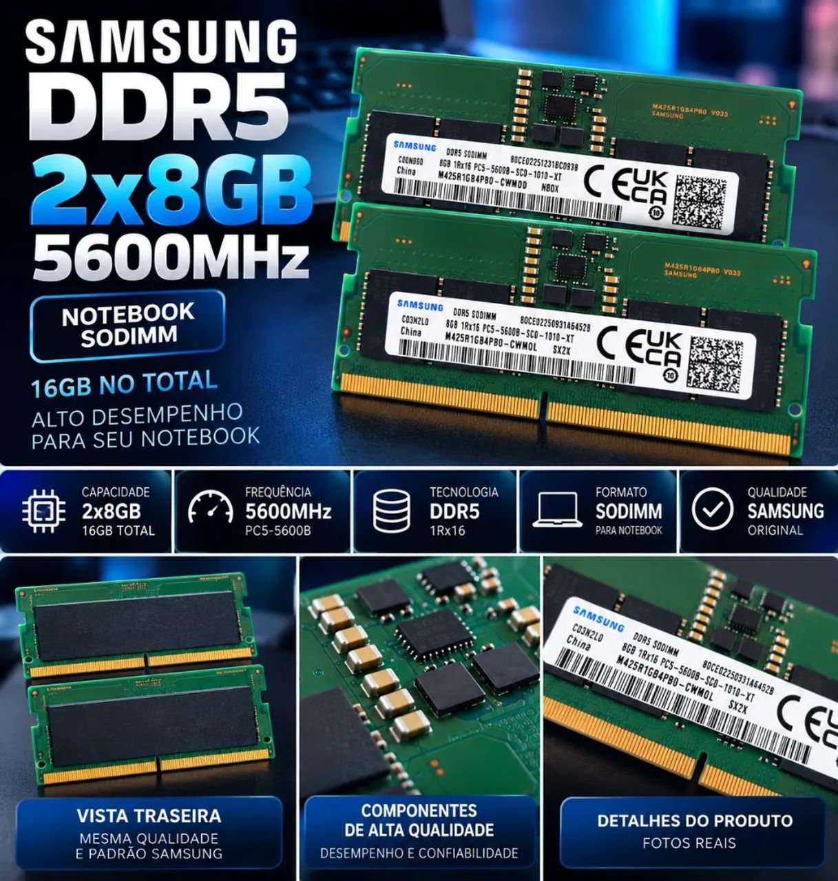 Duas Samsung 8GB DDR5 5600MHz - Memória RAM - Jardim Atlântico
